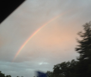 Rainbow as seen from the car. 
